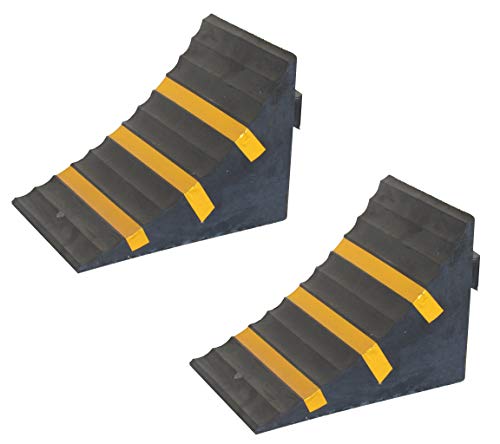 SNS SAFETY LTD RWC-1x2 Cuña para Ruedas de Coches, Goma Servicio Pesado, Amarillo Negro, Dimensiones 25 cm x 16 cm x 19 cm (Paquete de 2)