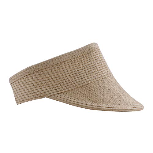 Sombrero Viseras Mujer Verano de Paja Vacío con ala Grande Gorra Pamela de Sol Playa Viaje Vacaciones (Lu-239-Beige, Talla única)