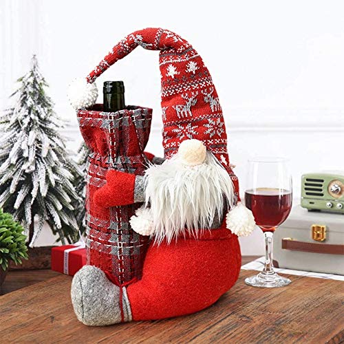 SPNEC Muñeca sin Rostro, Cubierta de Botella de Vino, decoración navideña para la Mesa del hogar, Adornos navideños 2020, Regalos, Feliz año Style 2