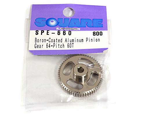 Square R/C RC Model Hop-ups SQ-SPE-660 Boron-Coated Aluminum Pinion Gear (64-Pitch) 60T