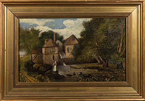 Sulis Fine Art Enmarcado, aceite de mediados del siglo XIX - El molino de agua