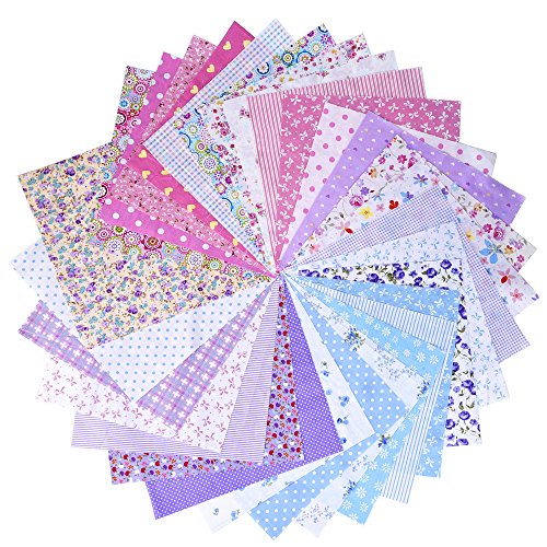 Tela de Algodón para Patchwork Atada de Cuadrados Mixtos, Adorables Pequeños, 25 por 25 cm, 30 Piezas