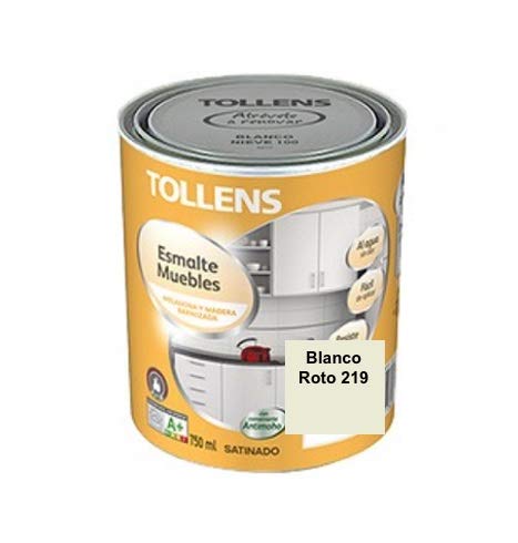 Tollens - Esmalte para muebles al agua 750 ml gran resistencia a golpes, manchas y rayadas. (Blanco roto 219)