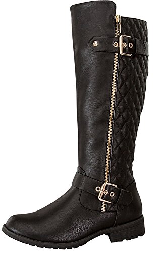 Top Moda Bally-32 - Botas de piel sintética para mujer, negro (Negro), 6.5 B(M) US