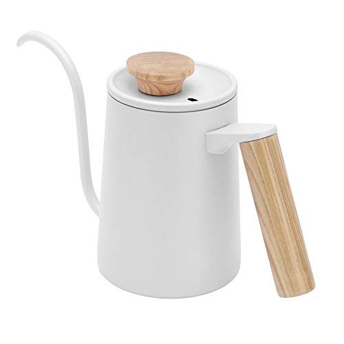 TOPINCN Cafetera Caño Largo y Estrecho Cafetera Mano Acero Inoxidable Hervidor Café Cuello Cisne de 650 ml para Cafetera Amante Café(Blanco)