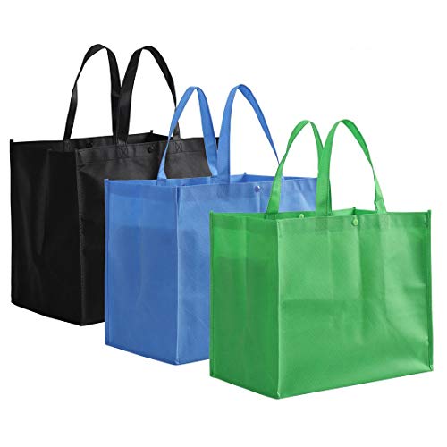 Tosnail 12 bolsas grandes plegables reutilizables para comestibles, color negro, azul, verde