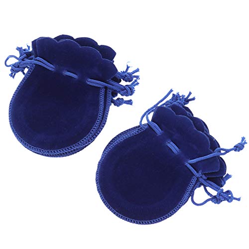 Toyvian 10 pcs Bolsa de la joyería Bolsas de Regalo de Terciopelo pequeñas para los favores de la Fiesta de cumpleaños de Boda (Azul) 7x9cm
