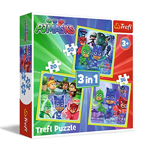 Trefl - Puzzle 3 en 1 modelo PJ Masks 20-36-50 piezas, 34840, multicolor , color/modelo surtido