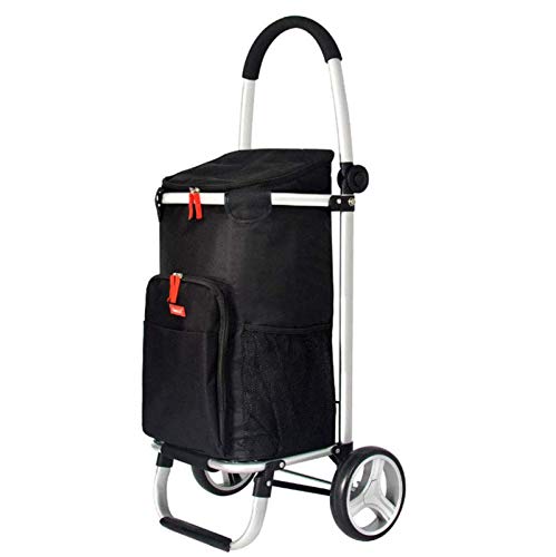 Trolleys de compras 2 ruedas 40 l Bolsa a prueba de lluvia desmontable Alimentos de engrosamiento de aislamiento Cine de aluminio - Percha de aluminio para carrito de compras Comprador plegable Handca