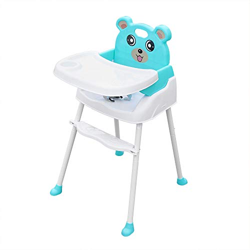 Trona 4 en 1 para bebé, silla de comedor ajustable, plegable, trona con bandeja y cinturón de seguridad (verde)