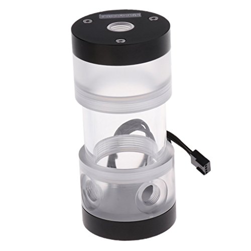 Tubayia Depósito de agua con rosca G1/4 con módulo RGB para ordenador, enfriador de agua (negro)