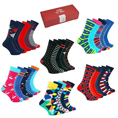 TWO LEFT SOCKS Premium Fashion Sets de 5 p. de calcetines! Calidad de algodón, muchos diseños y tamaños muchos unisex (SET 1 ROSSO E BLU SCURO, EU 39-42 / UK 6-8)