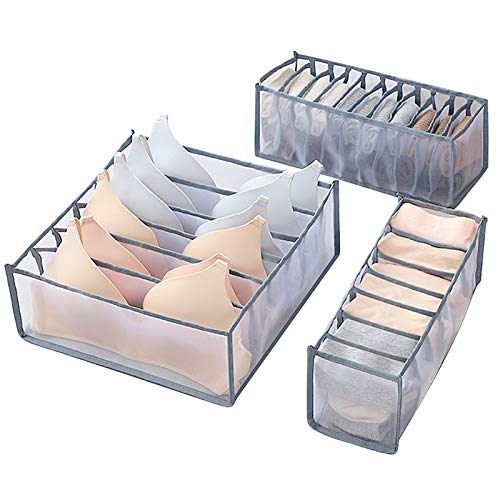 UFLF 3pcs Organizador Ropa Interior Cajones Caja Organización Sujetadores Plegable de Tela Caja Almacenaje para Armario Sostenes Calcetínes Corbata Braga Bufanda Pañuelo