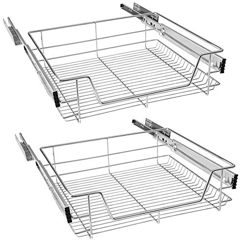 UISEBRT 2x Cajón de cocina Cajón telescópico 60cm - Armario extraíble de cocina (60cm)