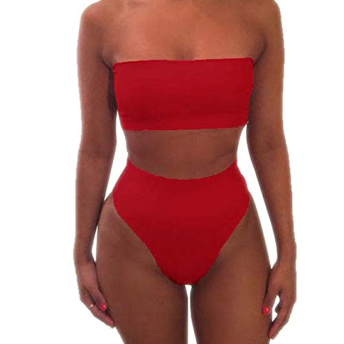 UKKD Bikini Dimensiones del Tablero del Traje De Baño Bikini Mujeres Brasileñas Almohadilla Demasiado Atractivo Empuja hacia Arriba El Tubo,Rojo,S