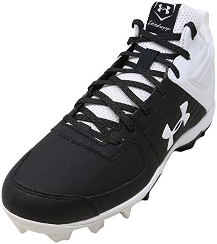 Under Armour Men's Leadoff Mid RM Baseball Shoe, Black (002)/White, 15