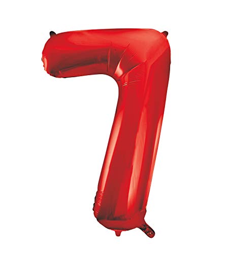 Unique Party- Globo gigante número 7, Color rojo, 86 cm (55857) , color/modelo surtido