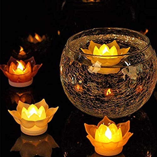 Uonlytech 2 piezas luces de loto led luces de velas flotantes luces de noche decorativas impermeables para jardín patio patio boda navidad fiesta (blanco)