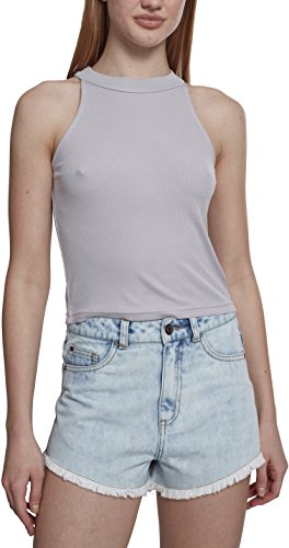 Urban Classics Rib Turtleneck Cropped Camiseta sin Mangas, Gris (Grey 00111), S para Mujer