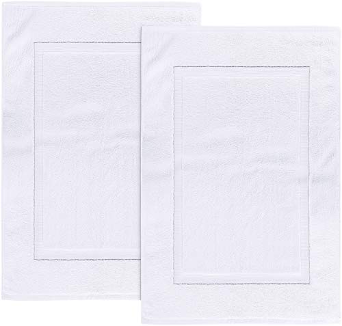 Utopia Towels - Alfombrillas de baño, alfombra baño - 100% algodón lavable en la lavadora (paquete de 2, 53 x 86 cm,Blanco) - altamente absorbente
