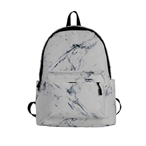 VALICLUD Mochila de Lona de Mármol Mochila Multifuncional para Estudiantes Que Viajan a La Moda Mochilas Mochilas Escolares para Niñas Dama Mujer (Blanco)