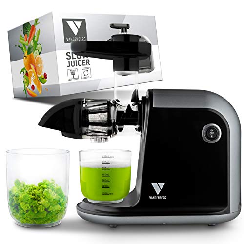 Vandenberg Slow Juicer - Exprimidor silencioso para verduras y frutas [150 W] - Exprimidor eléctrico con función inversa - Incluye cepillo de limpieza