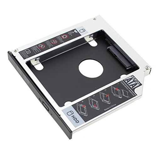 VANKER 12.7mm SATA HDD SSD Segunda Unidad de Disco Duro Caddy OptiBay para el Ordenador portátil de DVD CD ROM Universal