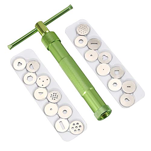 Vicloon Extrusora de Arcilla, Extrusora Fondant con 20 Moldes para Decoración de Pasteles, Verde