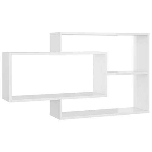 vidaXL Estantes de Pared de Aglomerado Mobiliario Decoración Ideal Elegante Práctico Versátil Atractivo Robusto Duradero Blanco Brillante 104x20x60cm