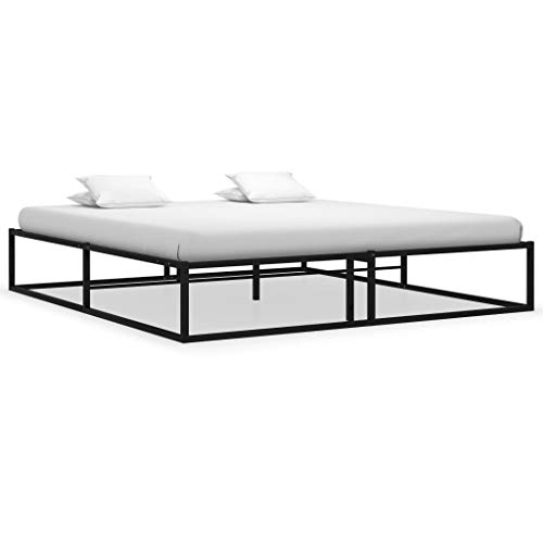 vidaXL Estructura de Cama Casa Dormitorio Habitación Robusta Duradera Mobiliario Cómodo Moderna Matrimonial Doble de Metal Negra 180x200 cm