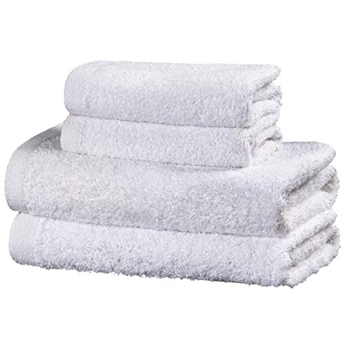 Viste tu hogar Juego de 4 Toallas Hechas 100% de Algodón, Incluye 2 Toallas de Baño y 2 de Manos, Suaves y Absorbentes, Ideales para Uso Diario y Decoración, en Color Blanco.