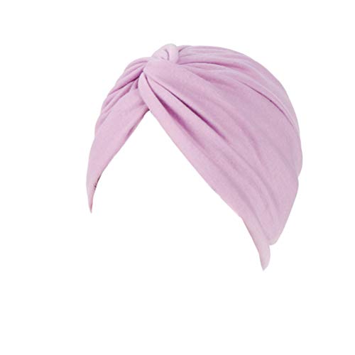 Vobony Turbante sombrero Pañuelo algodón cómodo turbante para Mujeres Un tamaño Púrpura