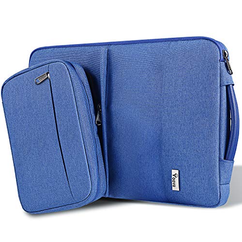 Voova 14 15 15.6 Pulgadas Funda Portátil con Bolsillo de Accesorios,Diseño Especial Impermeable Funda Protectora,Compatible con MacBook Pro Retina 15",Chromebook,XPS 15”,Surface Laptop 3,Bleu Clair