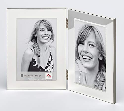 Walther Design PP215V Emily, retrato marco de metal, plateado, para fotos verticales doble 2x 10 x 15 cm