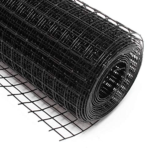 WilTec Malla de Alambre Cuadrada 19x19mm Color Negro, en Rollo de 5m Largo 100cm Alto, Acero galvanizado