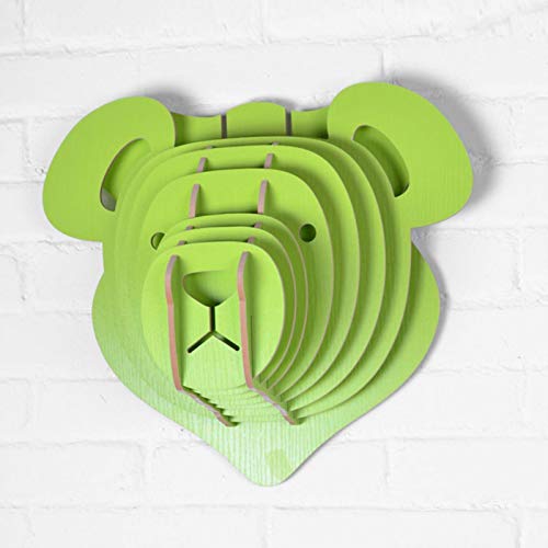 WXDC Escultura de Madera Diseño de Cabeza de Oso de Madera Cabeza de Animal Talla para Colgar en la Pared para niños/habitación de niños