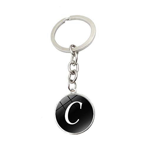 WZLDP 26 Letras Inglés Pendiente Accesorios Llavero de Cristal de Piedras Preciosas Tiempo de Metal Llavero pequeño Regalo (Color : C)