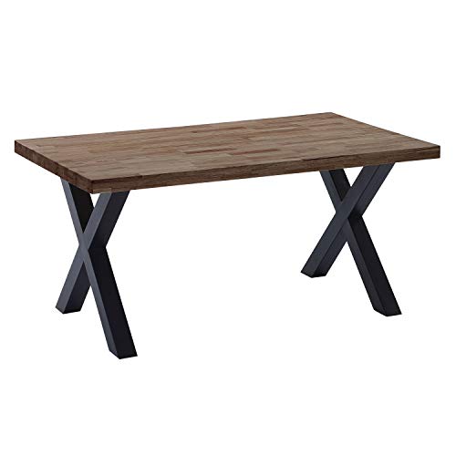 X-Loft, Mesa de Comedor, Mesa de Salon, Acabado en Roble Boreal y Patas Metalicas Negro, Medidas: 160 cm (Largo) x 90 cm (Ancho) x 76 cm (Alto)