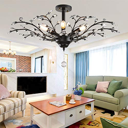 Xinqinghao Fácil De Instalar American Retro Clothing Shop Hotel Crystal Branches Sala De Estar Europea Estudio Comedor Dormitorio Cafetera Techo Lámpara LED Diámetro 78CM Te mereces Tener