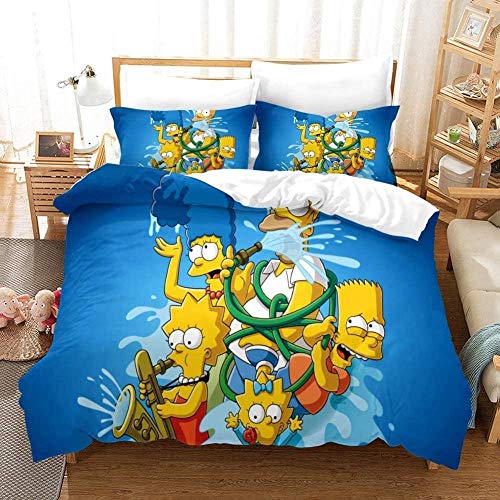 XZHYMJ Simpson - Juego de 3 Piezas de impresión 3D con Funda nórdica y Funda de Almohada de Microfibra tamaño: 220 x 240 cm-UN_Los 220x240cm