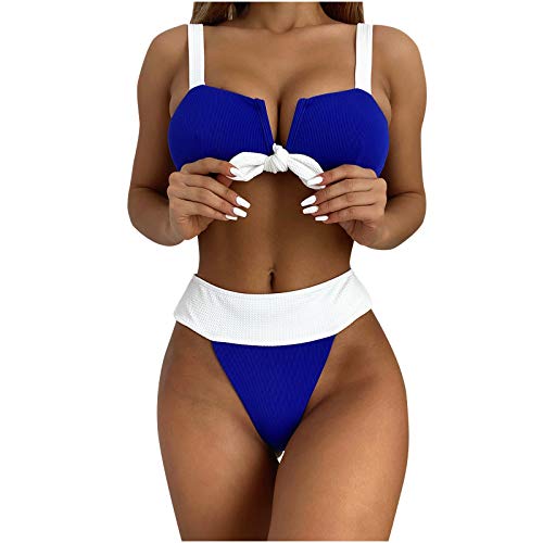 YANFANG Ropa de baño de Mujer Fashionista Lady Sexy Conjunto de Bikini de Color sólido con Almohadilla para el Pecho Traje de baño de Dos Piezas