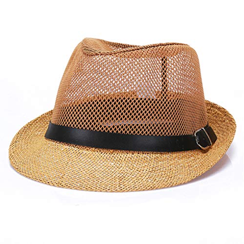 YILONG Hombres del Verano de Lino Redonda de la Paja Sombreros de Sun del Borde Ancho Plegable Tapas de protección UV Sombreros de la Playa viajan Diariamente