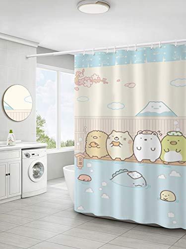 Yizc Impermeable Niño Cortina de Baño con Gancho,Cortina de Ducha 100% Poliéster para Home Decor,Dibujos Animados Lindos Cortinas Baio Estilo Nórdico Decoración del Baño-K 100x200cm(39x78in)