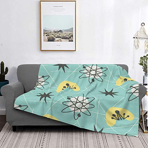 YOLIKA Manta de Tiro Ligero Ultra Suave Lana Calentar,Vintage Retro Floral Estilo Mid Century Moderno Años 50,Microfibra Toda la Temporada Sala/Cuarto/Sofá Cama Franela Edredón,80" X 60"