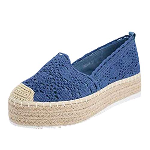 YWLINK Plataforma Hueca para Mujer Zapatos Casuales Color SóLido Transpirable CuñA Alpargatas Antideslizante CóModo Zapatos Romanos Bohemia TamañO Grande Fiesta Deportes Al Aire Libre (37 EU, X-Azul)