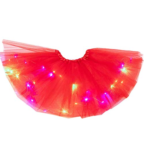 YWLINK Tutú De NiñA De 2-8 AñOs Falda De Malla De Luz LED Falda De Baile Vestido De Princesa Fiesta De Carnaval Disfraz De Rendimiento Grupal Fiesta De CumpleañOs Bautismo