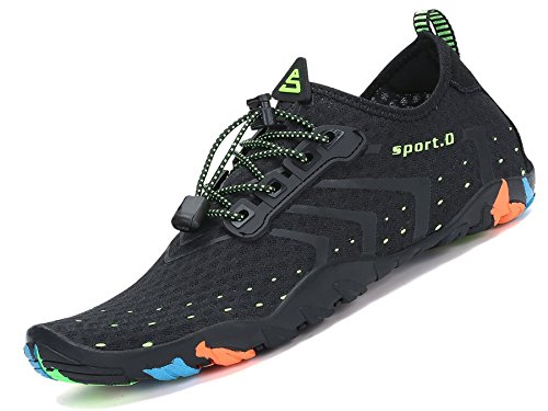 Zapatos de Agua para Buceo Snorkel Surf Piscina Playa Vela Mar Río Aqua Cycling Deportes Acuáticos Calzado de Natación Escarpines para Hombre Mujer Negro, 40 EU