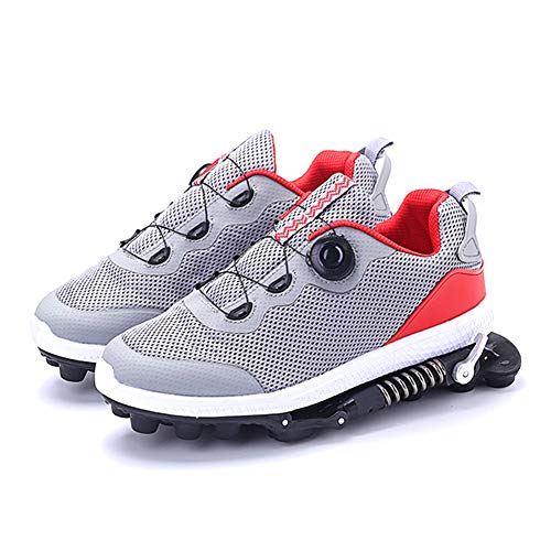 Zapatos De Correr Resorte Mecánico para Hombres Ligeras Transpirables Zapatillas Deportivas De Malla para Caminar Gimnasio Tennis Actividades Al Aire Libre,Gris,35