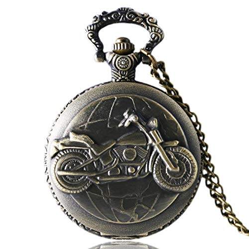 ZMKW Antiguo Bronce Motocicleta Moto Reloj de Bolsillo Collar Colgante Regalo de los Hombres, predeterminado