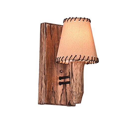 ZSAIMD Retro Vintage de madera maciza Aplique de pared Paño de la lámpara Pantalla de noche Lámpara de pared Personalidad Aplique de pared Creativo Antiguo Linterna Bar Cafe Luminaria Decoración E27 E